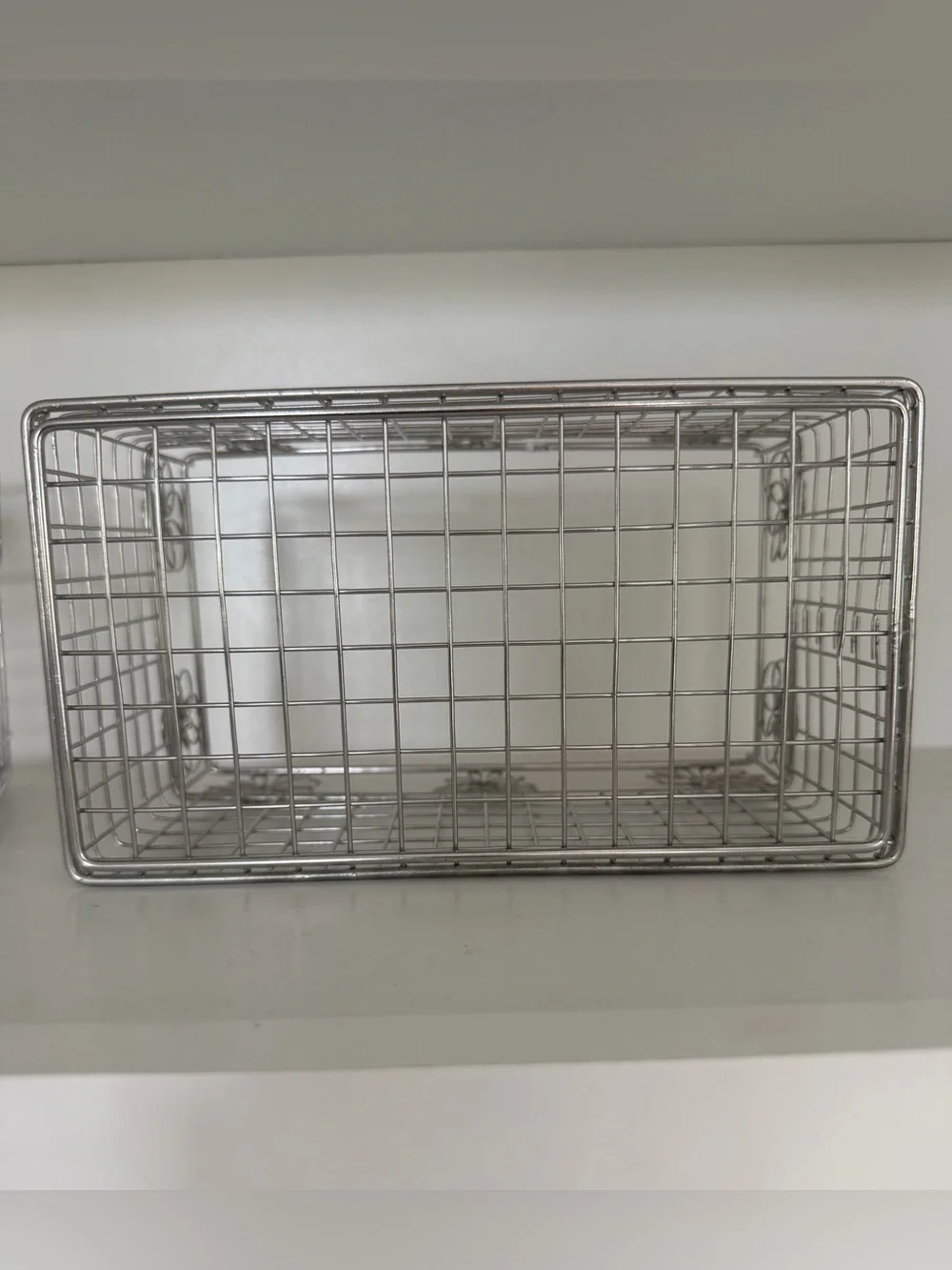 Y2K Metal Wire Storage Baskets with Decorative Flower Accent - Silver (Set of 2)